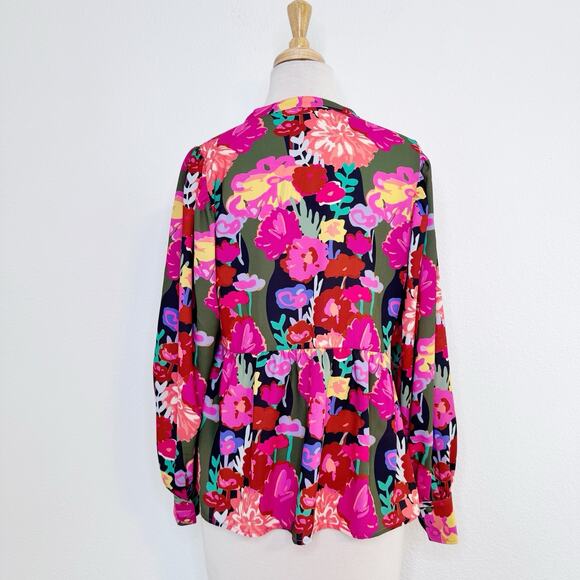 Crosby by Mollie Burch Renny Top Floral Forest Size S Pink Colorful Preppy Glam - Picture 3 of 14